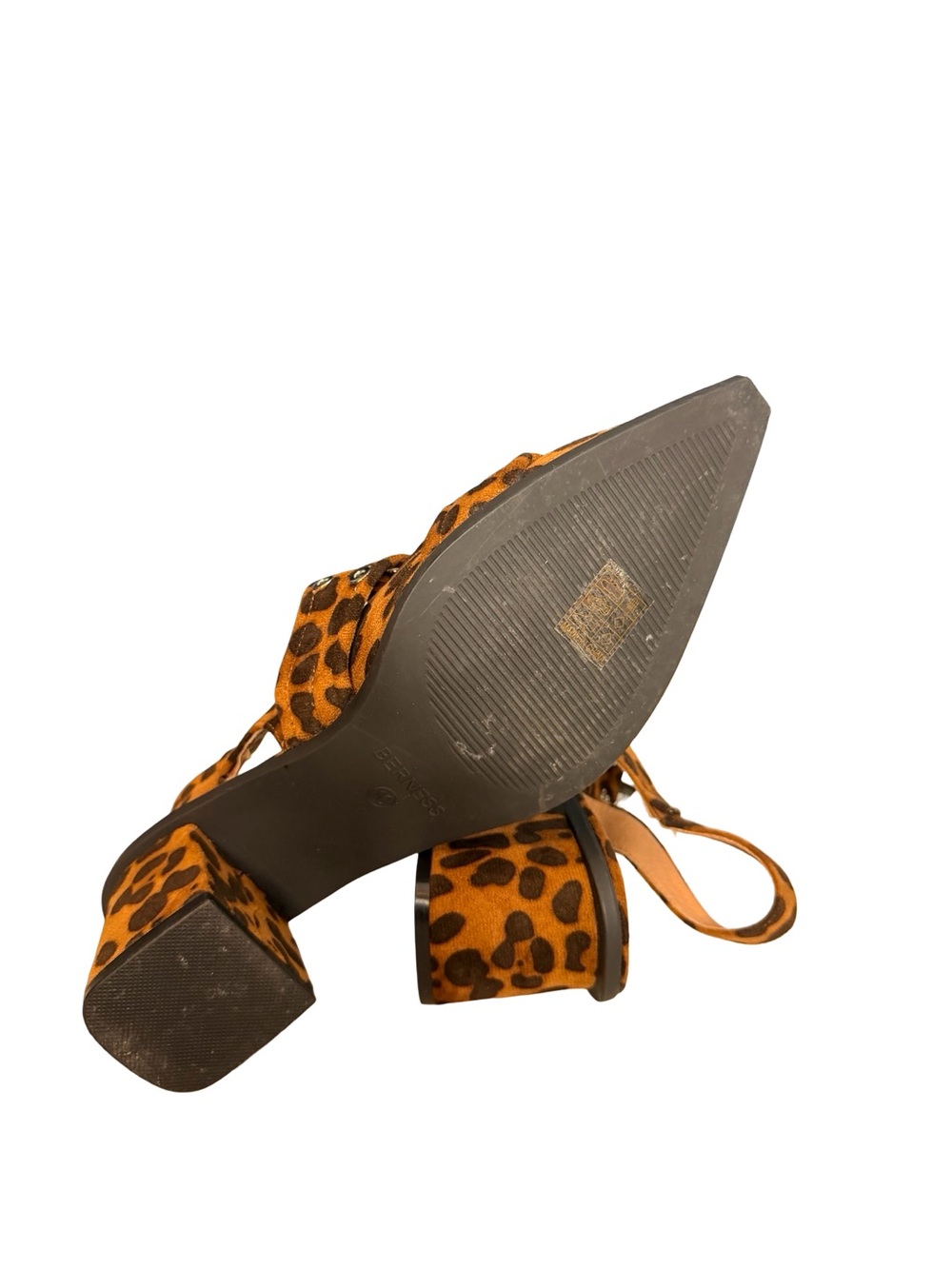 Berness Mary Jane Leopard Print Slingback Block Heel Pumps size 10 double buckle - Picture 7 of 11